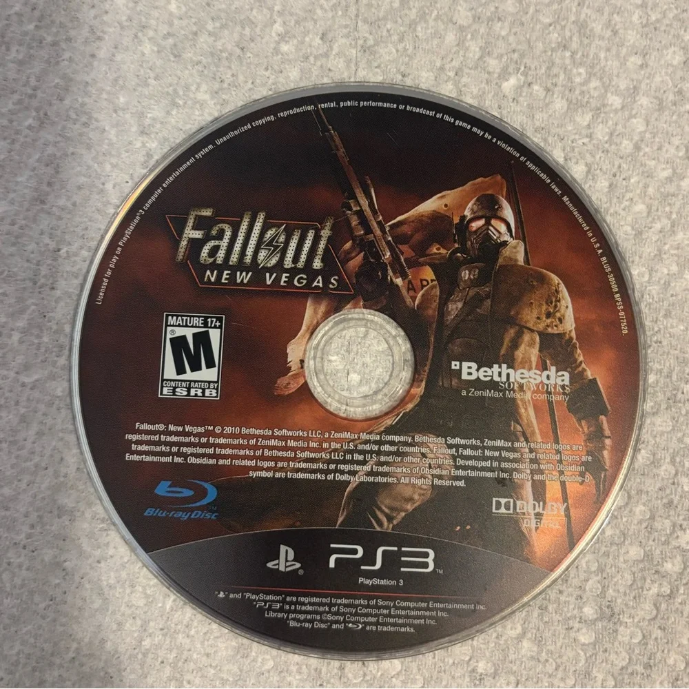 Sony PS3 Fallout: New Vegas Disc - Brown and Black Artwork